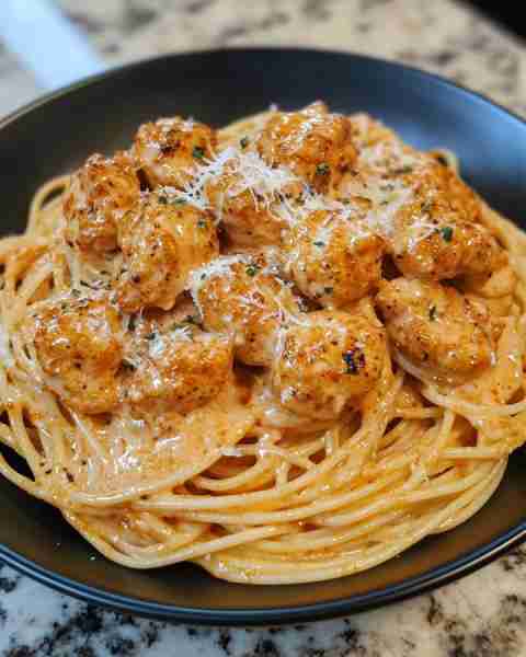 Spaghetti with Cajun Garlic Chicken Bites Ingredients: 1 lb boneless, skinless chicken breasts, cut...