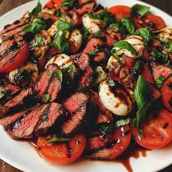 Grilled Flank Steak Caprese with Balsamic Dressing Indulge in the delicious flavors of our Grilled...
