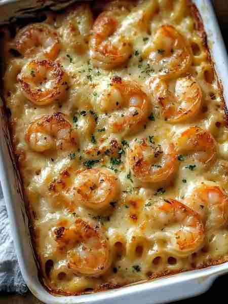SHRIMP SCAMPI PASTA BAKE 🍤😋 📋 Ingredients: 1 pound large shrimp, peeled and deveined 1 pound ling...