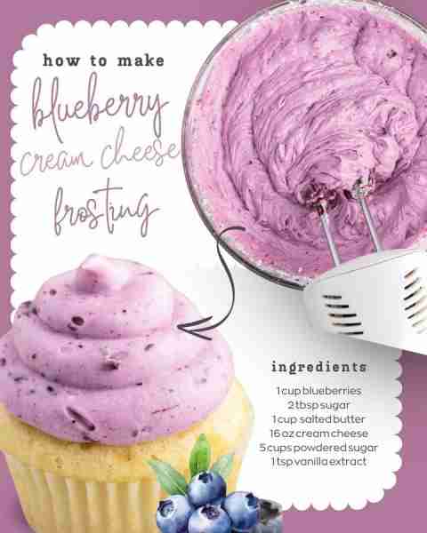 Blueberry Cream Cheese Frosting! Ingredients 🫐1 cup of fresh blueberries 🫐2 tablespoons of granula...
