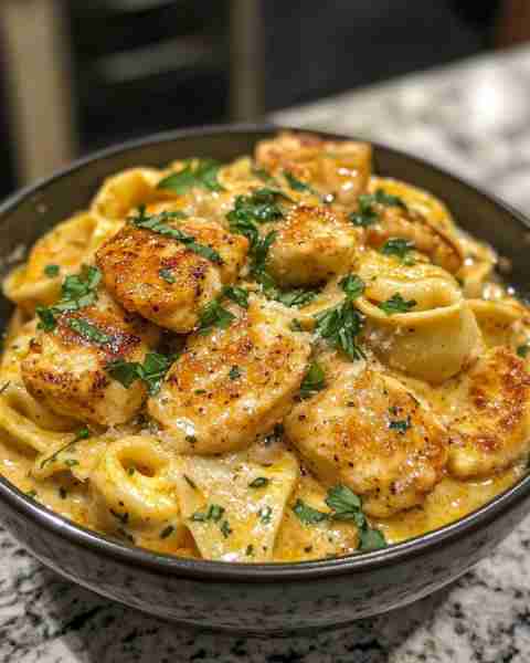 Garlic Butter Tortellini with Creamy Cajun Chicken Bites Ingredients: 1 lb boneless, skinless chicke...