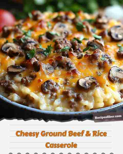 Cheesy Ground Beef & Rice Casserole 🤤🍽️🧀 A delicious and comforting dish perfect for family meals...