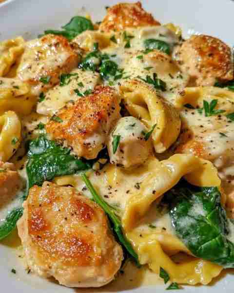 One-Pot Creamy Chicken Tortellini with Parmesan Sauce Ingredients: 2 tbsp olive oil 2 boneless, skin...