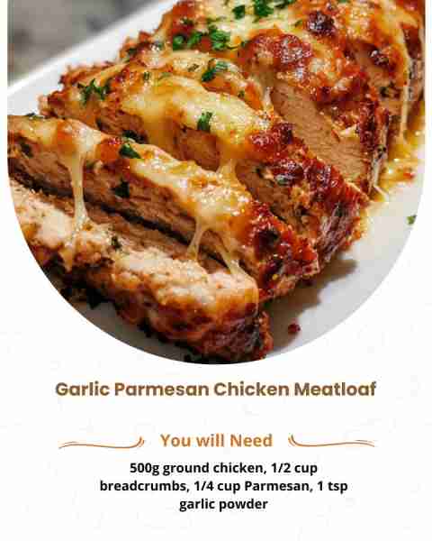 🍗 Garlic Parmesan Chicken Meatloaf 🧀 🛒 Ingredients: 1½ lbs ground chicken (or turkey) 1 cup Itali...