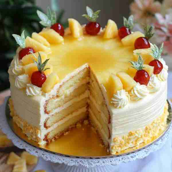 Juicy Pineapple Heaven Cake Ingredients: 1 box yellow cake mix 1 can (20 oz) crushed pineapple in ju...
