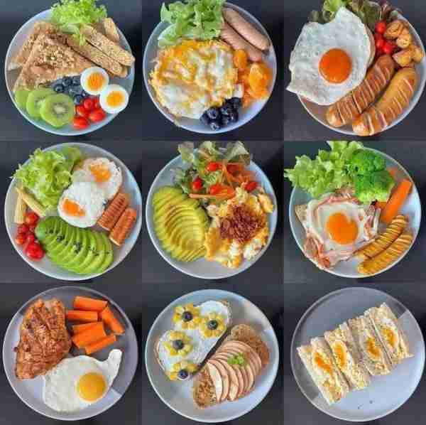 1. Crunchy Power Toast Plate 🥝🥚 Whole grain toast with granola Boiled eggs Kiwi, blueberries, cher...