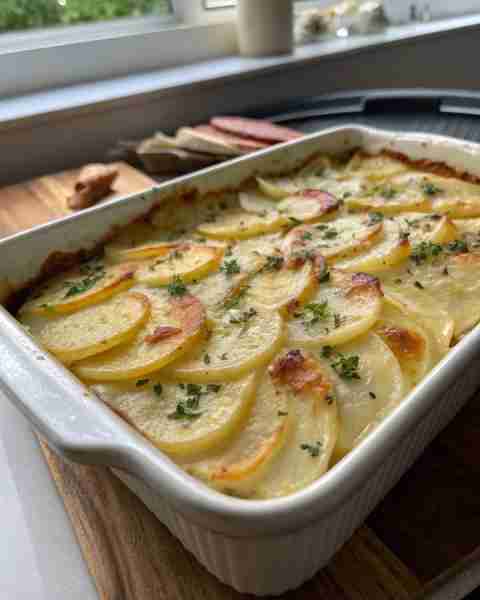 Cheesy Scalloped Potatoes This creamy, cheesy dish is like a warm hug on a plate. Thin slices of pot...