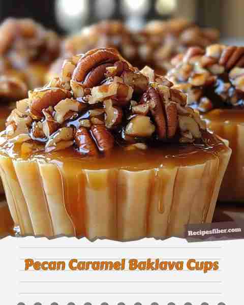 Pecan Caramel Baklava Cups 🍮 Delicious bite-sized treats that combine crispy phyllo and rich caram...