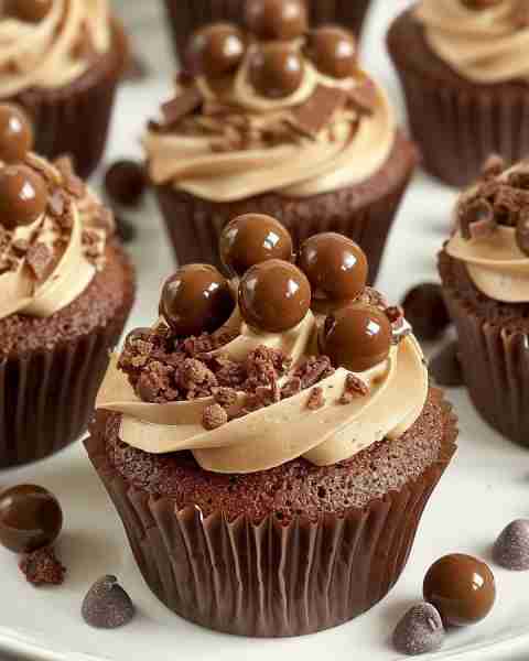 Maltesers Cupcakes: A Chocolate Lover's Dream 🍫 Chocolate Cupcake Ingredients: 1½ cups (180g) all-p...
