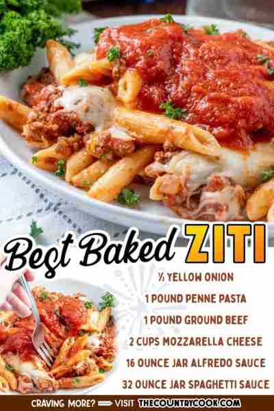 This easy baked ziti is a huge family favorite. Creamy, cheesy alfredo pasta topped with a beefy spa...