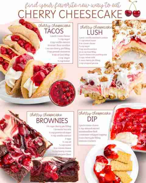 Classic flavor, fun new forms—these cherry cheesecake treats win! 🏆 CHERRY CHEESECAKE TACOS 1 (8-ou...