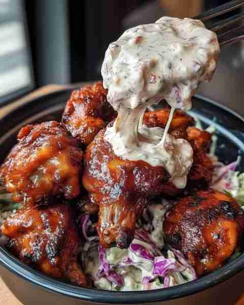 Chipotle BBQ Chicken Wings with Creamy Coleslaw Prep Time: 25 minutes Cook Time: 45 minutes Total Ti...