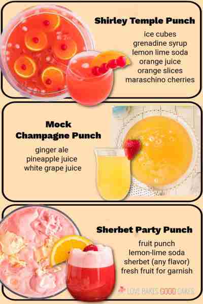 🍹 PUNCH RECIPES 🍹 SHIRLEY TEMPLE PUNCH ice cubes grenadine syrup lemon-lime soda orange juice mara...