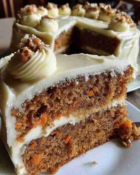 Homemade Carrot Cake Recipe—moist, flavorful, and topped with a creamy cream cheese frosting. This v...