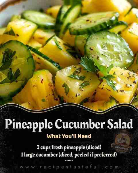 🍍 Pineapple Cucumber Salad – Sweet, Tangy & Super Refreshing! 🥒🌿 Ingredients 2 cups fresh pineapp...