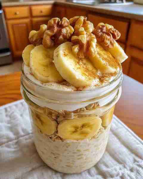 Creamy Delicious Banana Bread Oats Recipe Perfect Morning Start 🍌✨🥣 Ingredients: 1/2 cup (40g) ro...
