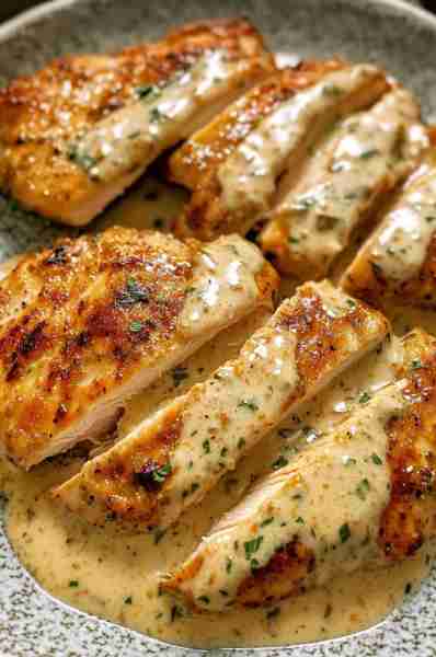 Creamy Garlic Chicken Breasts Ingredients: 2 boneless, skinless chicken breasts 2 tablespoons olive...
