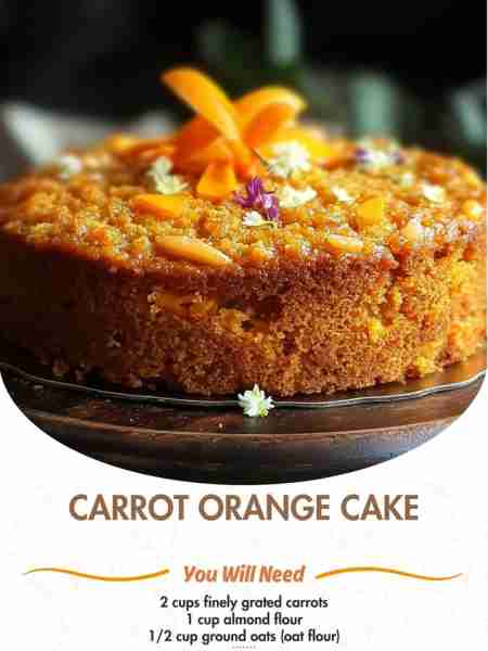 Carrot and Orange Cake Without Flour or Sugar Ingredients: 2 cups finely grated carrots 1 cup almond...