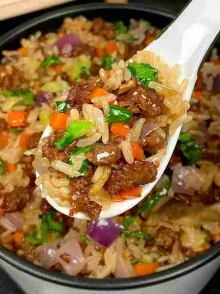 Onion Beef Fried Rice Recipe 😍😋❣️ 🍂Ingredients: 3 cups cooked rice (preferably day-old and cold)...
