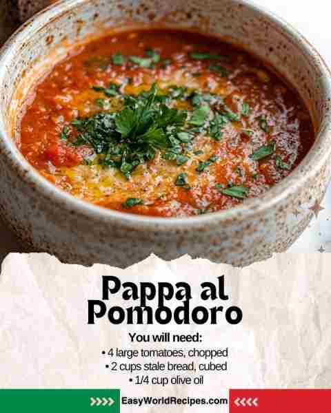 🇮🇹 Pappa al Pomodoro A hearty Tuscan tomato and bread soup—thick, rustic, and full of flavor! Ingred...