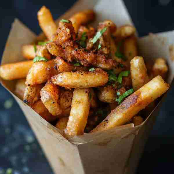 Louisiana Voodoo Fries Ingredients: 1 lb frozen French fries (crinkle cut or straight) 1/2 cup shred...