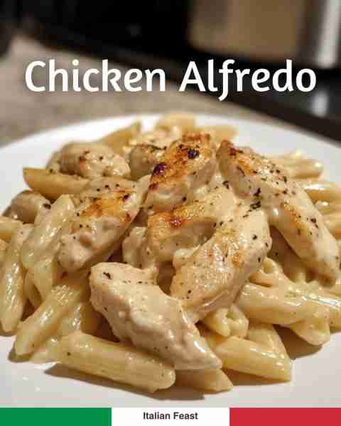Classic Chicken Alfredo 🍗 Creamy penne pasta with tender grilled chicken 🇮🇹🧄🧀 recipe in the сoммε...