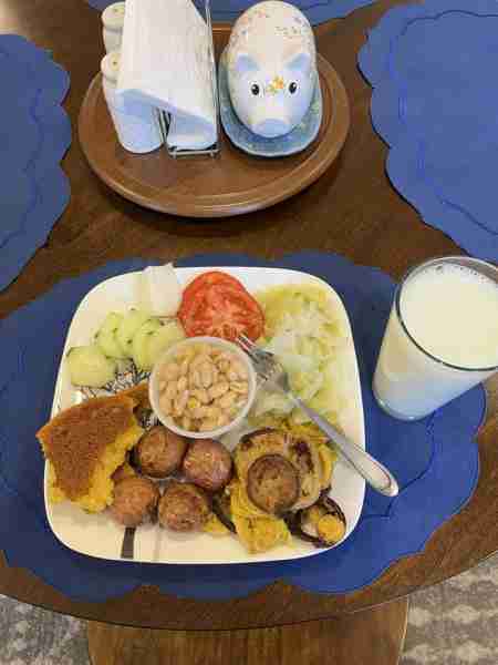 My veggies supper for tonight: white beans, squash with onions, steamed cabbage, red potatoes, slice...