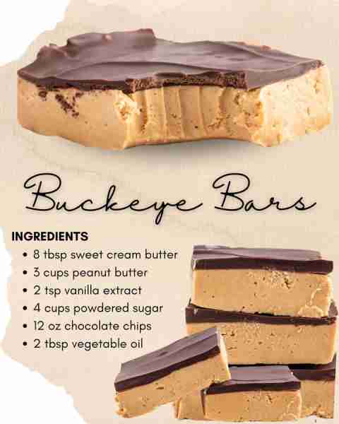 Buckeye Bars. So good. ~~~~~~ INGREDIENTS 8 tbsp sweet cream butter 3 cups peanut butter 2 tsp vanil...