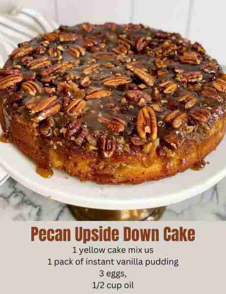 My Grandma Made this " Pecan Upside Down Cake ", can y'all help me make her day with compliments ......