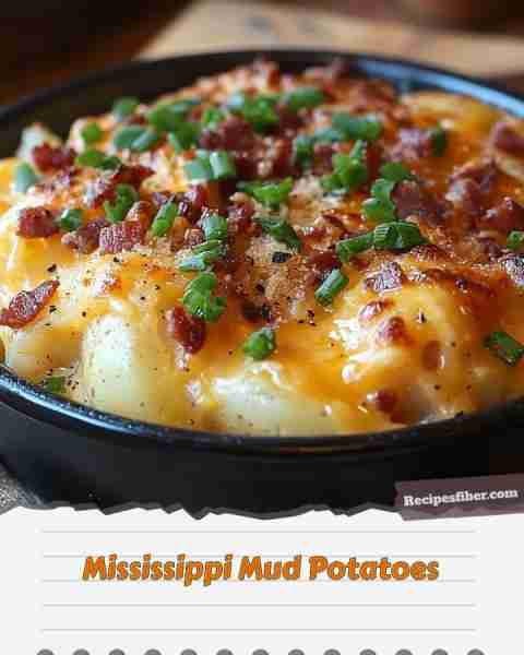 Mississippi Mud Potatoes 🥔 Deliciously creamy and cheesy potatoes baked to perfection! 📋 Ingredi...
