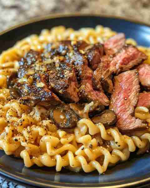 Easy Cafeteria Noodles and Garlic Steak Skillet Ingredients: 8 oz egg noodles 3 tablespoons butter 1...