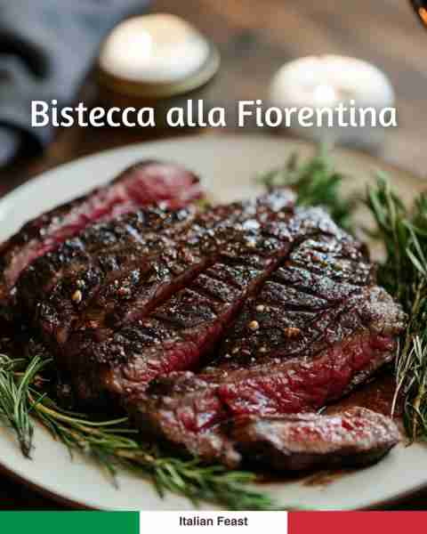 Juicy Bistecca alla Fiorentina 🥩 Perfectly grilled T-bone steak with rosemary & sea salt 🇮🇹🔥🌿 rec...