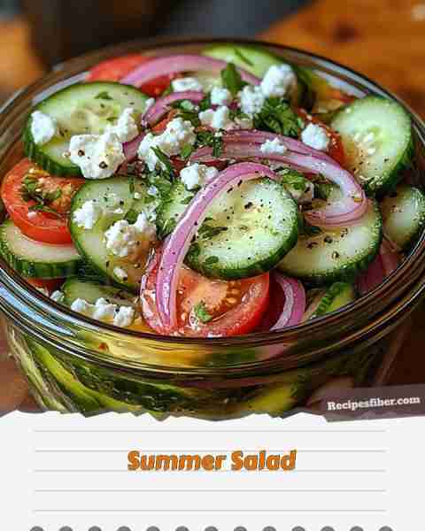 Summer Salad 🥗 A refreshing dish perfect for hot days! 📋 Ingredients - 4 thinly sliced cucumber...