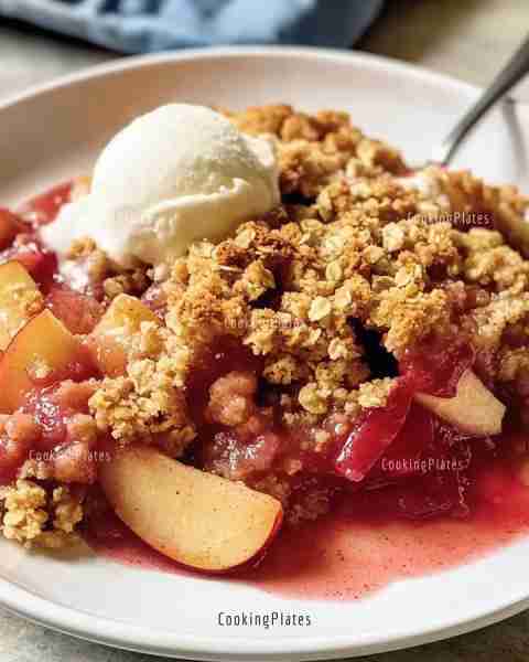 🍏 Apple and Rhubarb Crumble 🍏 Ingredients: Rhubarb Filling: 2 cups rhubarb stems, chopped 2 cups G...