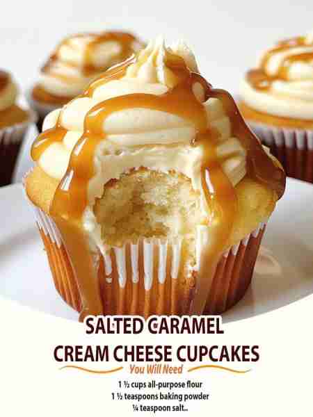 Salted Caramel Cream Cheese Cupcakes Ingredients For the Cupcakes: 1 ½ cups all-purpose flour 1 ½ te...