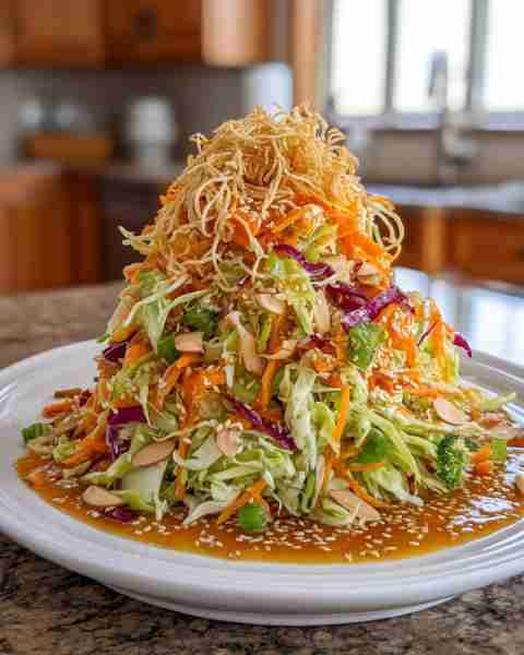 Easy Crunchy Asian Cabbage Slaw with Addictive Sesame Dressing 🥬✨🥢 Ingredients: 1/2 medium head g...