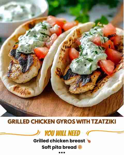 Ultimate Grilled Chicken Gyros with Tzatziki Sauce 🥙✨ Prep Time: 20 minutes Cook Time: 15 minutes...