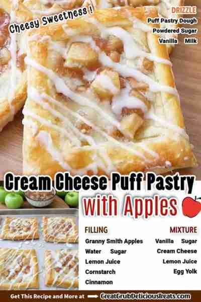 🍎 Cream Cheese Puff Pastry with Apples! 🍎 Made with apple filling, sweet cream cheese & a sweet gl...