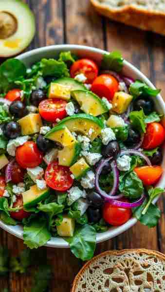 🥗 Easy Avocado & Feta Greek Salad A fresh, vibrant salad packed with creamy avocado, tangy feta, cr...