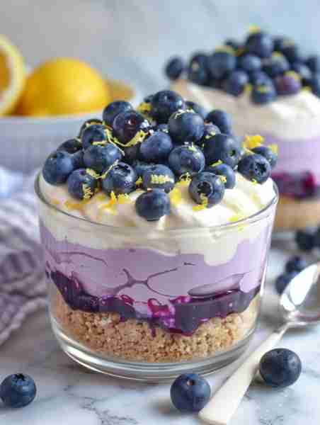 Blueberry Lemon Parfait Ingredients: For the Crust: 1 cup graham cracker crumbs 1/4 cup sugar 1/4 cu...
