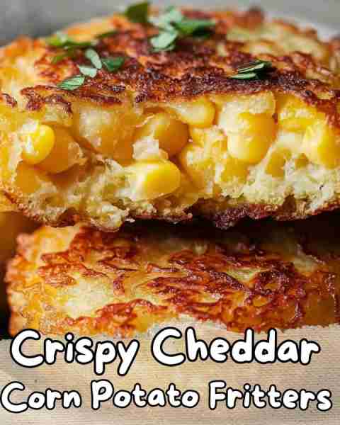 ⬇️ Crispy Cheddar Corn Potato Fritters 😋⬇️ These delightful fritters are the perfect snack or appet...
