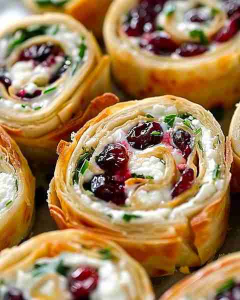 CRANBERRY FETA ROLL-UPS WITH CREAM CHEESE