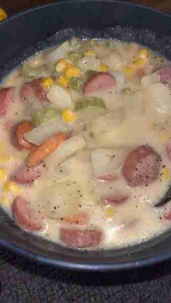 kielbasa potato soup - kielbasa potatoes corn celery carrots chicken broth milk cheese •••• 1 pound...