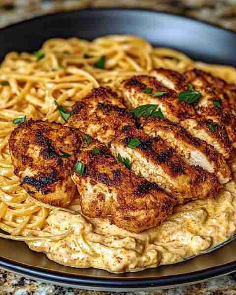 Savory Cajun Chicken with Creamy Parmesan Pasta Linguine 🍗🍝✨ Ingredients: - 1 pound chicken brea...