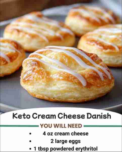 Keto Cream Cheese Danish Flaky, creamy, and low-carb-your bakery fave made keto! Ingredients: Dough:...