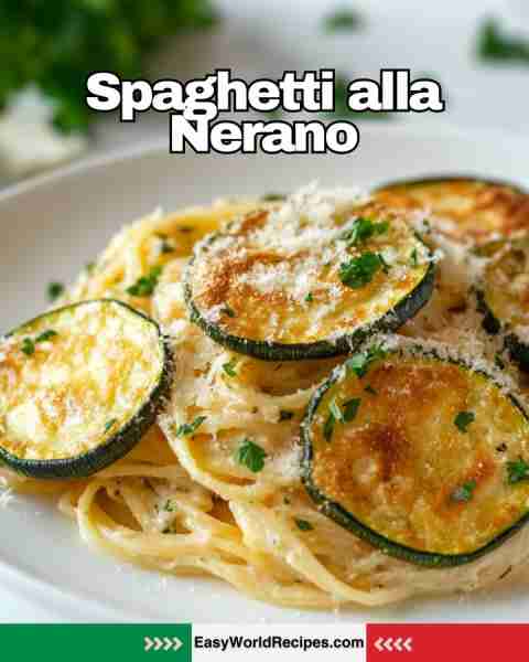 🇮🇹 Spaghetti alla Nerano (Spaghetti with Zucchini) A creamy, delicate pasta dish where fried zucchin...