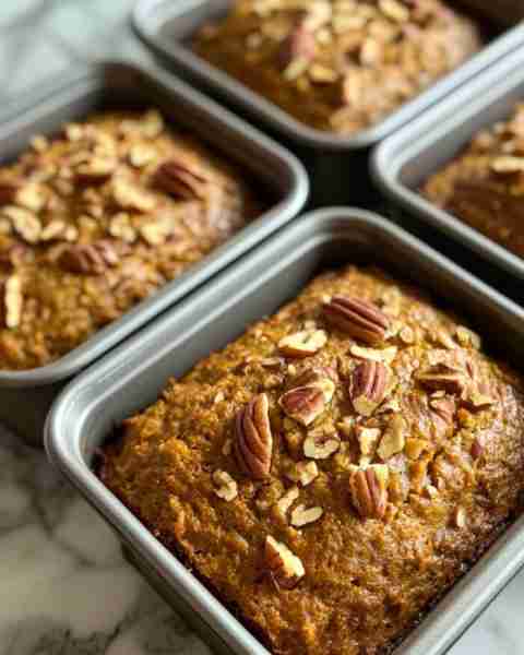 Love making a couple of loaves of this! House smells amazing too! Pumpkin Pecan Loaves Servings: Mak...