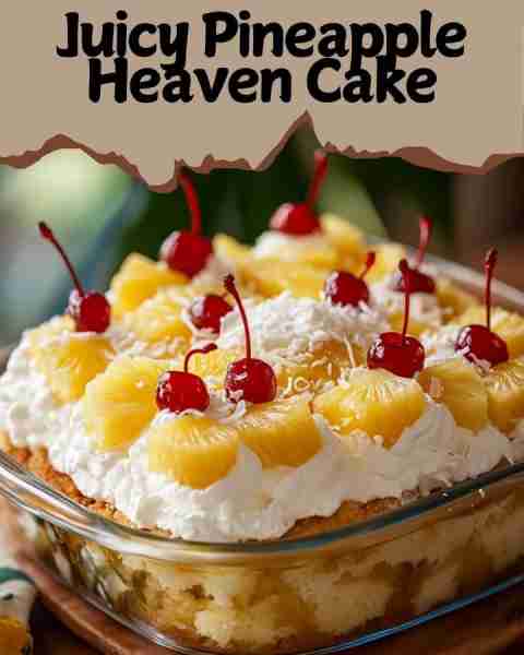 🍍✨ Juicy Pineapple Heaven Cake ❤ Craving sunshine on a plate? This Juicy Pineapple Heaven Cake is...