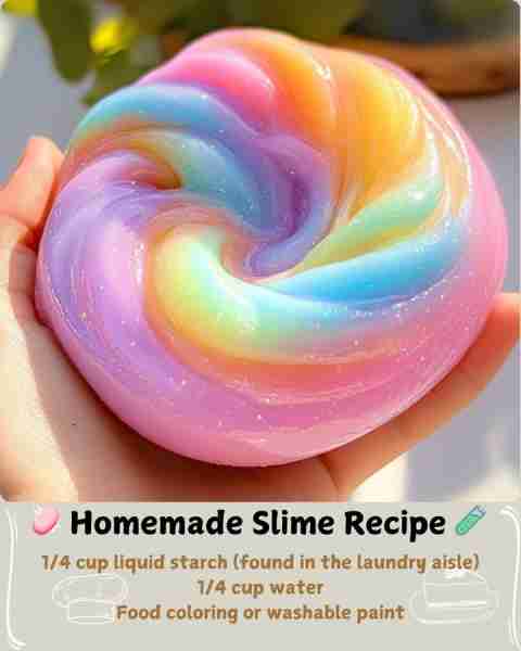 🧼 Homemade Slime Recipe 🧪 Ingredients: For the slime base: 1/2 cup white school glue (such as Elme...