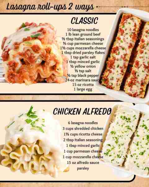 LASAGNA ROLL UPS: 10 lasagna noodles 1 lb lean ground beef ½ tbsp Italian seasonings ⅓ cup parmesan...